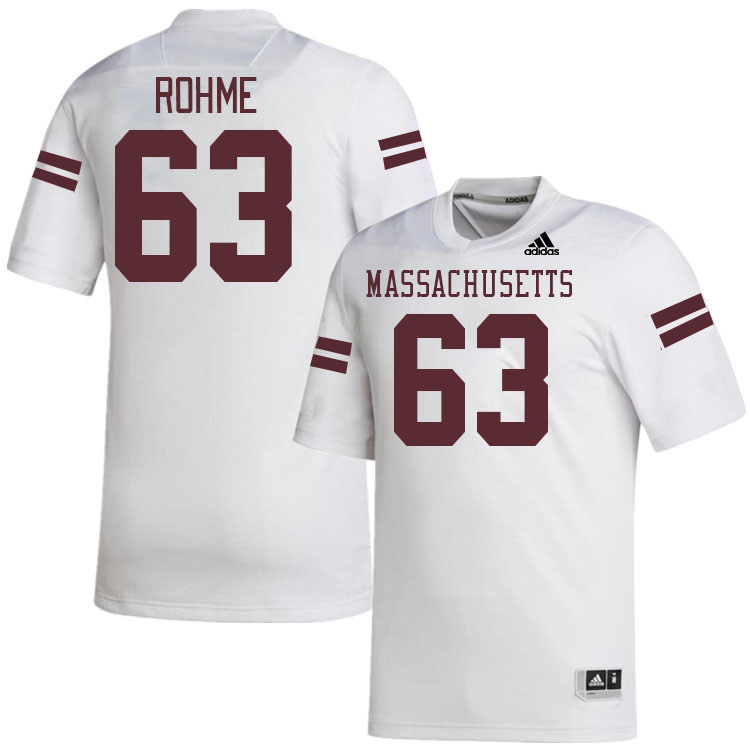 Massachusetts Minutemen #63 Brayden Rohme College Football Jerseys Stitched-White